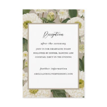 White Zinnia Flower Wedding Reception Invitation