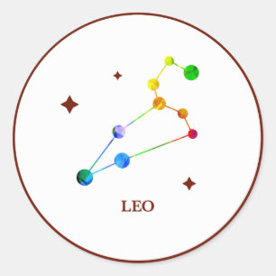 White Zodiac Leo Rainbow Sticker