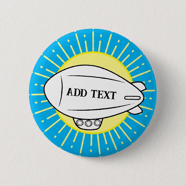 WhiteBlimp Balloon Blue Sky Custom 6 Cm Round Badge (Front)