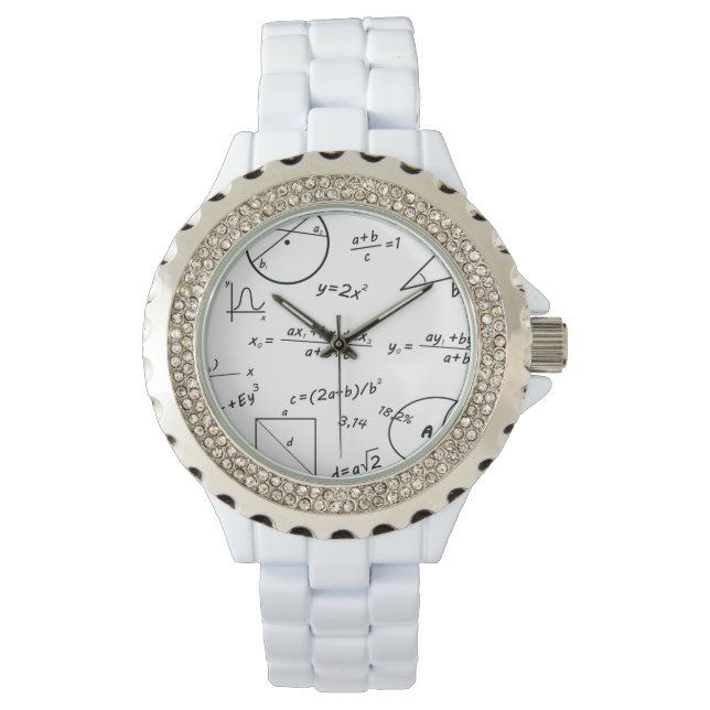 Whiteboard  Women's Rhinestone White Enamel Watch (Front)