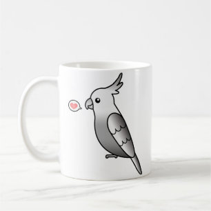 Whiteface Cartoon Cockatiel Parrot Bird Love Coffee Mug