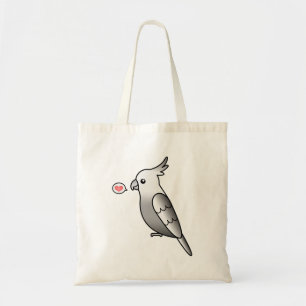 Whiteface Cartoon Cockatiel Parrot Bird Love Tote Bag