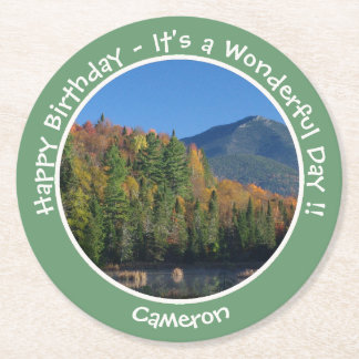 Whiteface Mountain, Adirondack Autumn Party Items Round Paper Coaster