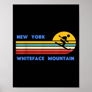 Whiteface Mountain New York Skiing Skier Ski Retro Poster