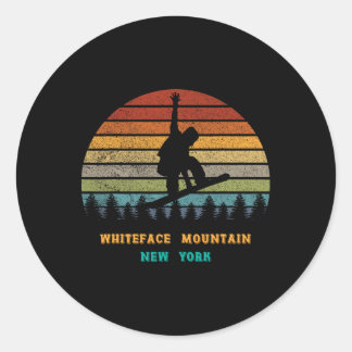 Whiteface Mountain New York Vintage Sun Snowboardi Classic Round Sticker