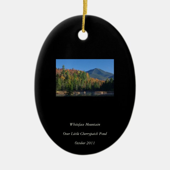 Whiteface Mountain over Little Cherrypatch Pond Ceramic Tree Decoration (Front)