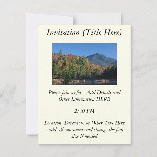 Whiteface Mountain over Little Cherrypatch Pond Invitation (Front)