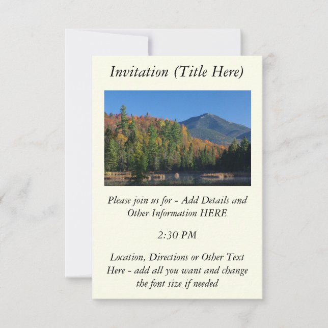 Whiteface Mountain over Little Cherrypatch Pond Invitation (Front)