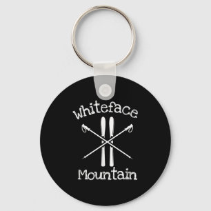 Whiteface Mountain Skiing Ski Skier Poles Rustic A Key Ring
