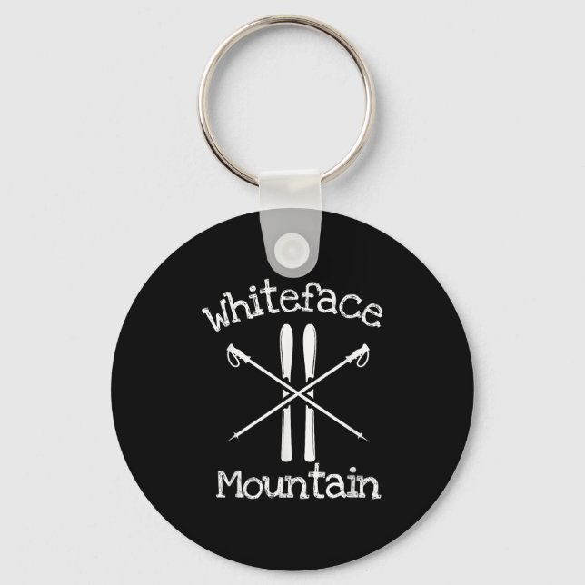 Whiteface Mountain Skiing Ski Skier Poles Rustic A Key Ring (Front)