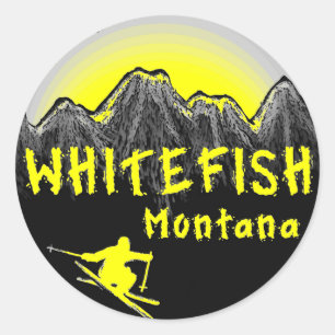 Whitefish Montana artistic skier Classic Round Sticker