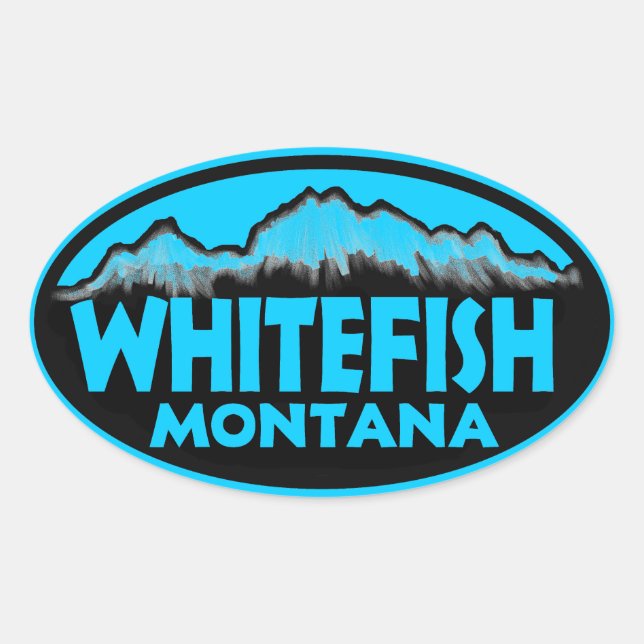 Whitefish Montana blue oval stickers (Front)