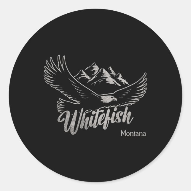 Whitefish Montana Mountains Hiking Outdoors Classic Round Sticker (Front)