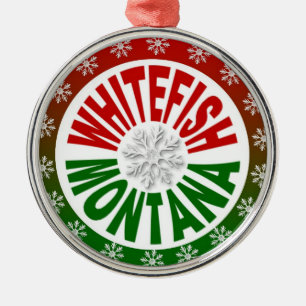 Whitefish Montana red green holiday ornament