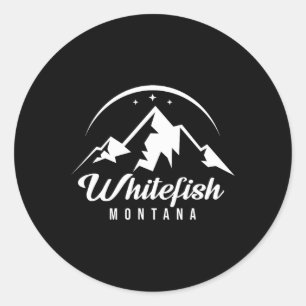 Whitefish Montana Ski Resort Skiing Snowboarding  Classic Round Sticker