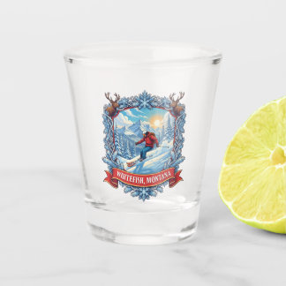 Whitefish Montana Skier Travel Shot Glass