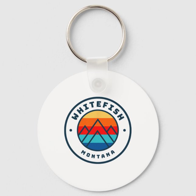 Whitefish Montana Skiing Snowboarding Family Ski T Key Ring (Front)