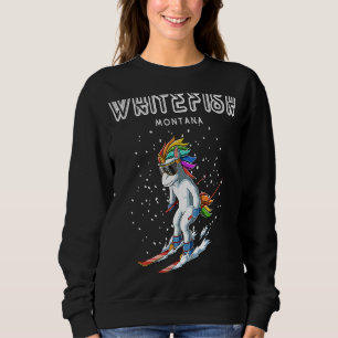 Whitefish Montana Unicorn USA Ski Resort 80s Retr Sweatshirt