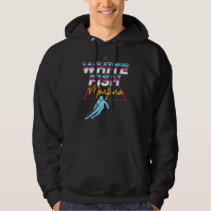 Whitefish Montana  Usa Ski Resort 1980s Retro Hoodie