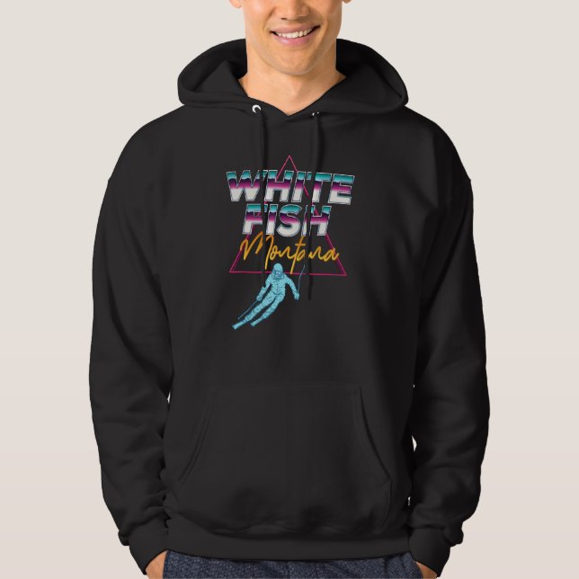 Whitefish Montana  Usa Ski Resort 1980s Retro Hoodie (Front)