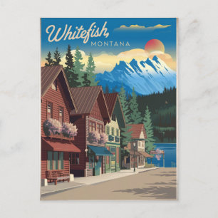 Whitefish Montana Vintage Postcard