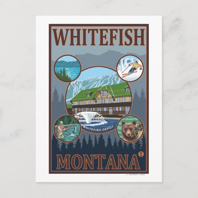 Whitefish, MontanaScenic Travel Poster Postcard (Front)