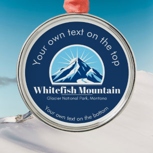 Whitefish Mountain Montana ski resort medal Metal Tree Decoration