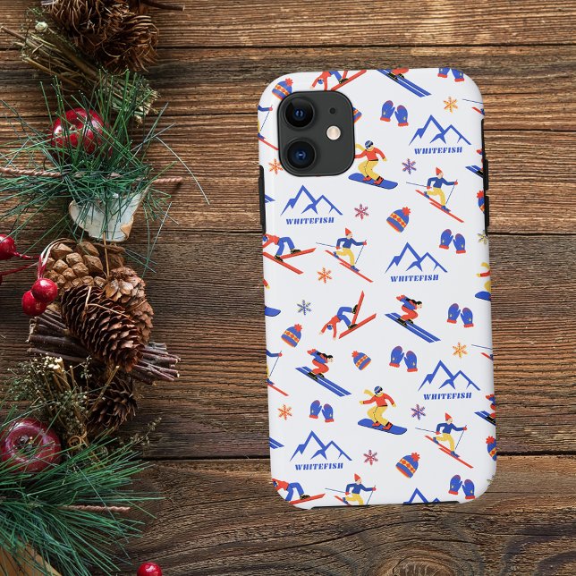 Whitefish Mountain Montana Ski Snowboard Pattern Case-Mate iPhone Case (Creator Uploaded)