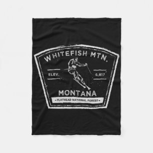Whitefish Mountain Montana Snow Skiing Fleece Blanket