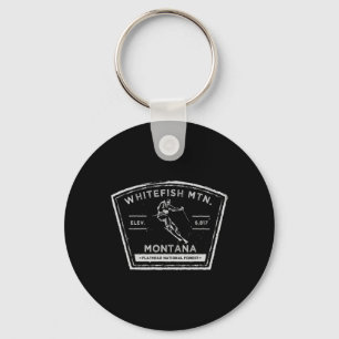 Whitefish Mountain Montana Snow Skiing Key Ring