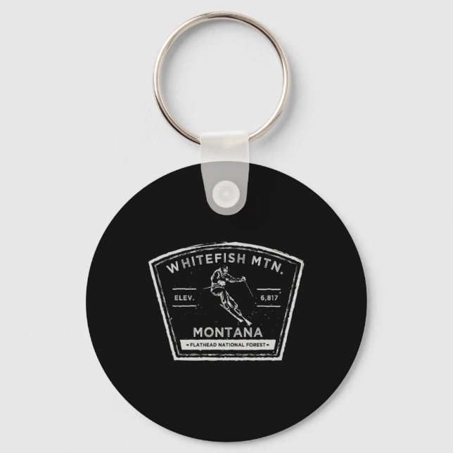 Whitefish Mountain Montana Snow Skiing  Key Ring (Front)