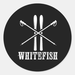 Whitefish Mountain Ski Skier Skiing Nordic Alpine  Classic Round Sticker