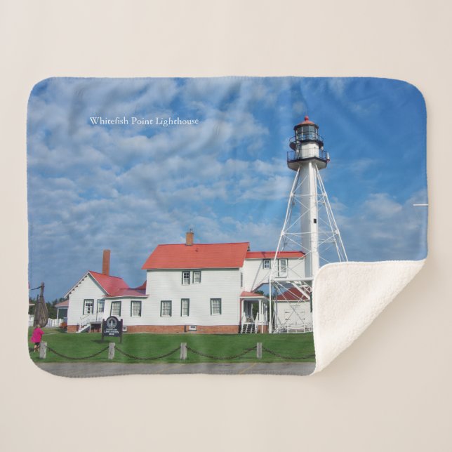 Whitefish Point Lighthouse sherpa blanket (Front (Horizontal))