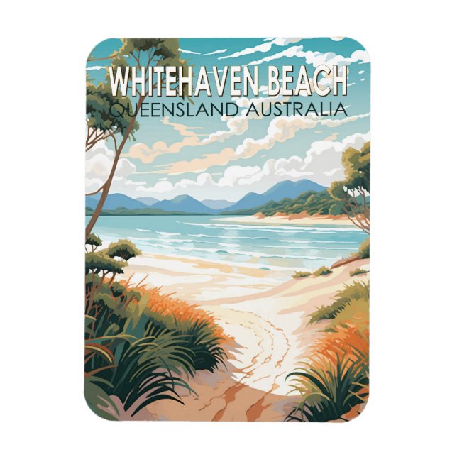 Whitehaven Beach Queensland Australia Travel Art Magnet (Vertical)