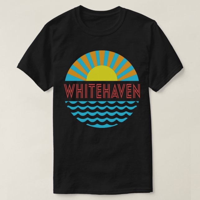 Whitehaven Beach Sun And Waves T-Shirt (Design Front)