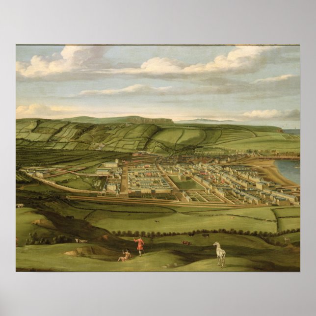 Whitehaven, Cumbria, Showing Flatt Hall, c.1730-35 Poster (Front)