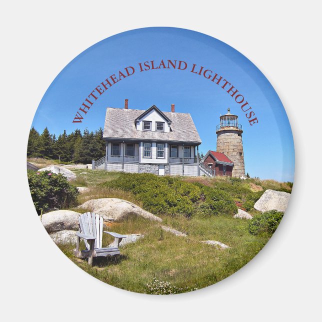 Whitehead Island Lighthouse Maine Round Magnet (Front)