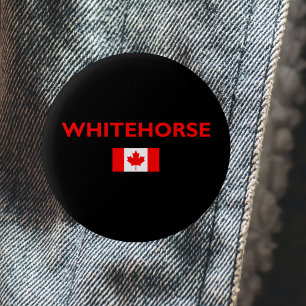 Whitehorse Canada Canadian Flag Dark Color 6 Cm Round Badge
