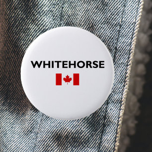 Whitehorse Canada Canadian Flag Light-Colour 6 Cm Round Badge