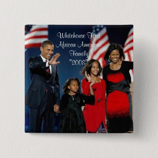 Whitehouse First African American Family"... 15 Cm Square Badge (Front)