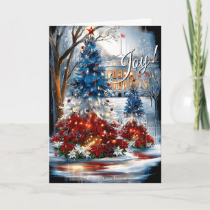 Whitehouse Red White Blue Christmas Trees  Card