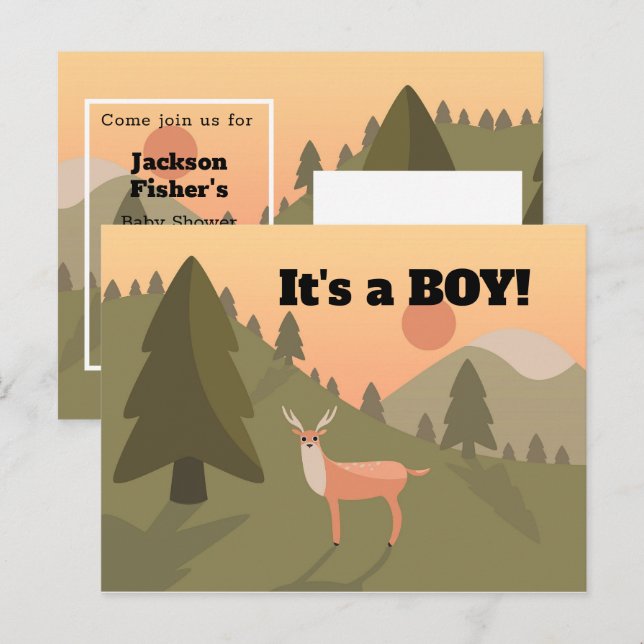 Whitetail Buck Baby Announcement Postcard (Front/Back)