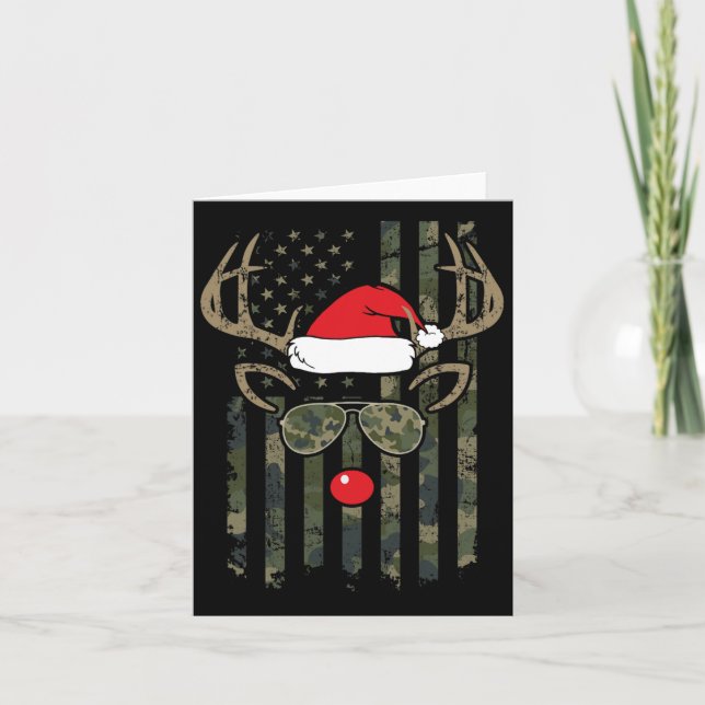 Whitetail Buck Bow Hunter Camo Funny Deer Hunting  Card (Front)