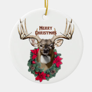Whitetail Buck Christmas Ceramic Tree Decoration