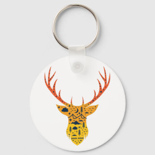 Whitetail Buck Deer Antler Head Hunting Hunter Key Ring