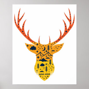 Whitetail Buck Deer Antler Head Hunting Hunter Poster