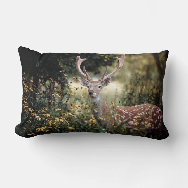 Whitetail Buck Deer awesome Hunting Lumbar Cushion (Front)
