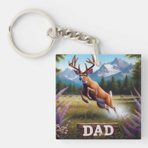 Whitetail Buck Deer Dad Key Ring