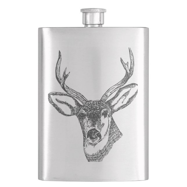 Whitetail Buck Deer Hip Flask (Front)