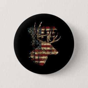 Whitetail Buck Deer Hunting 4th Of July Usa Americ 6 Cm Round Badge